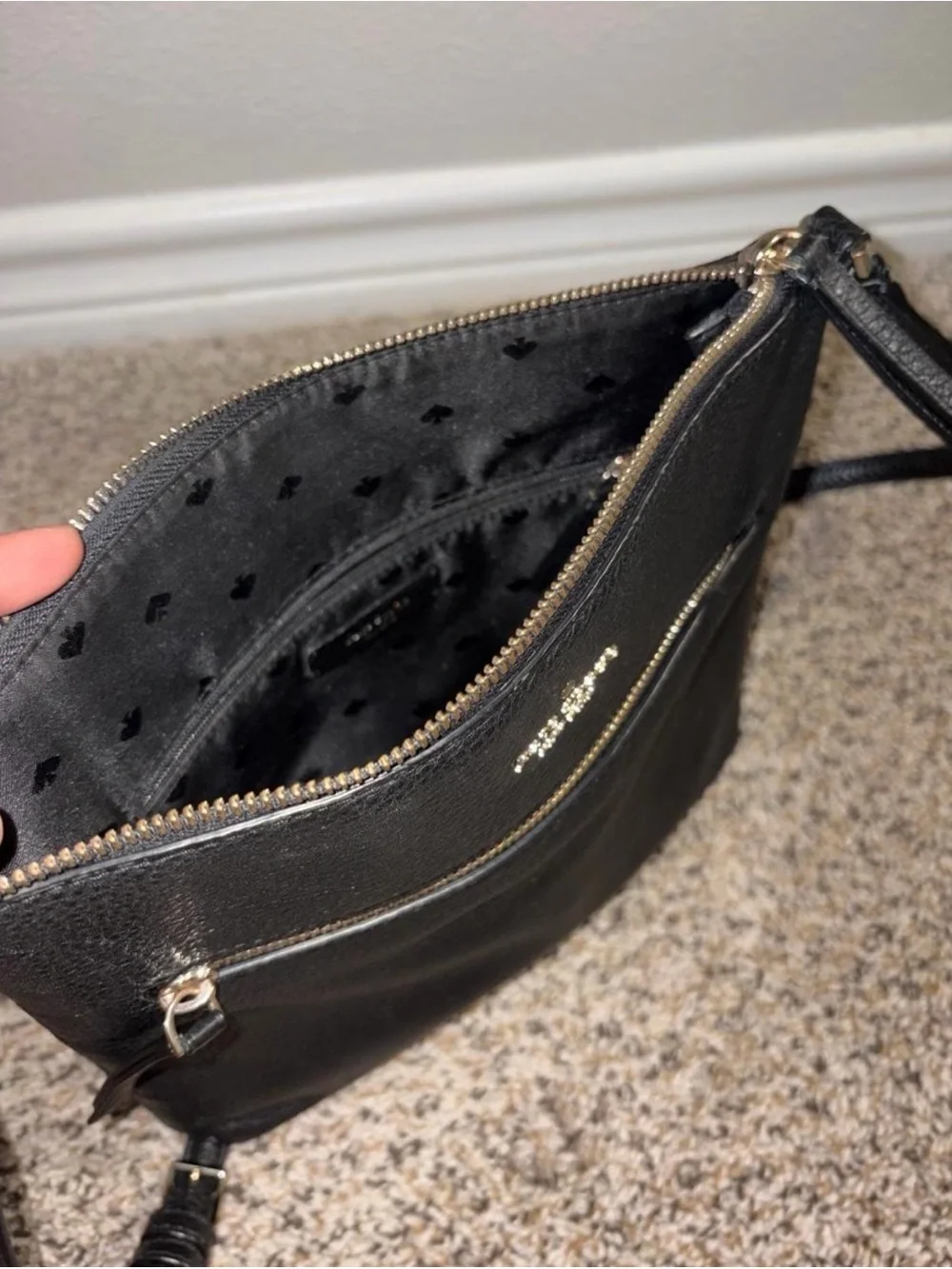 kate spade black pebble leather shoulder crossbody